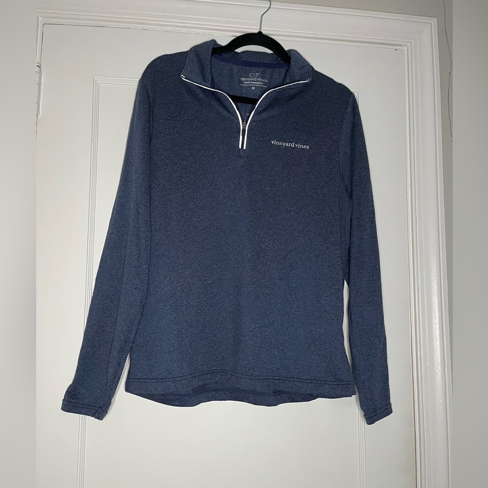 Vineyard Vines Men's Medium Heather Navy Quarter-Zip Pullover